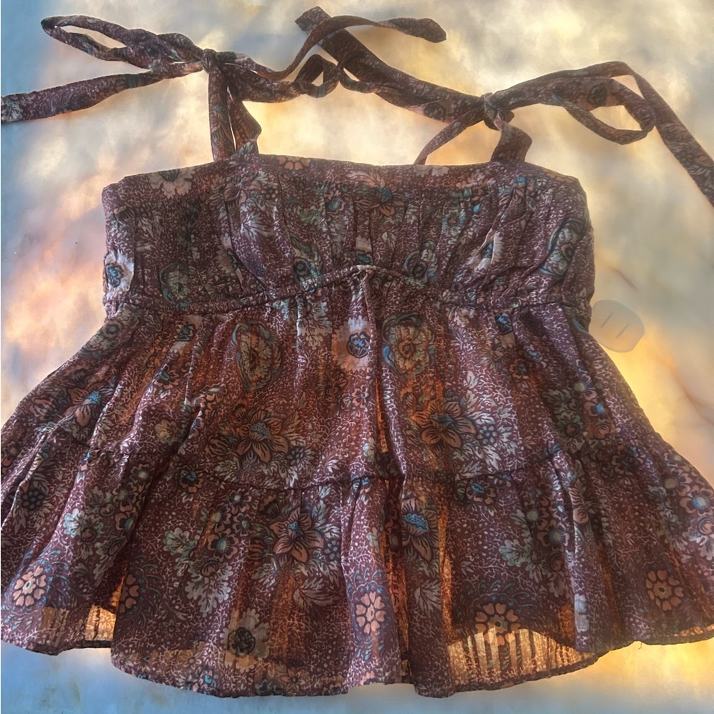 ULLA JOHNSON  adorable rust,peach and turquoise top. - Picture 5 of 5